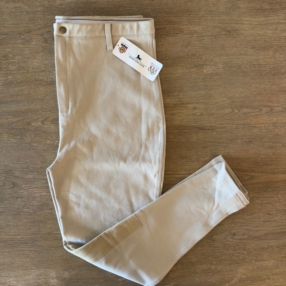 State Line Tack Equine Pants Womens Size 40 Long 40L‎ Riding Breeches Tan Camel